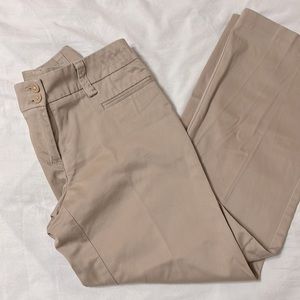 New York & Company Petite Mid Rise Straight Leg Trousers in Light Khaki